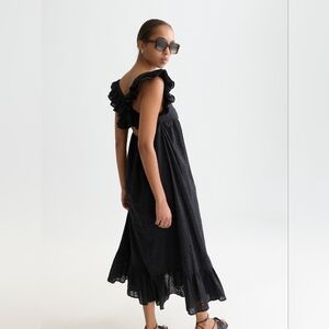 Scotch & Soda Black Broderie Anglais Cotton Lace Maxi Cut Back XS/S